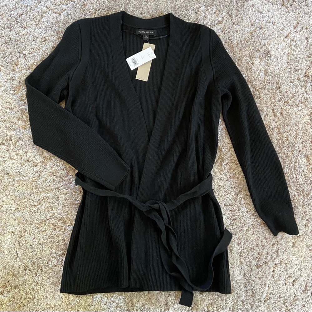 Black front-tie cardigan